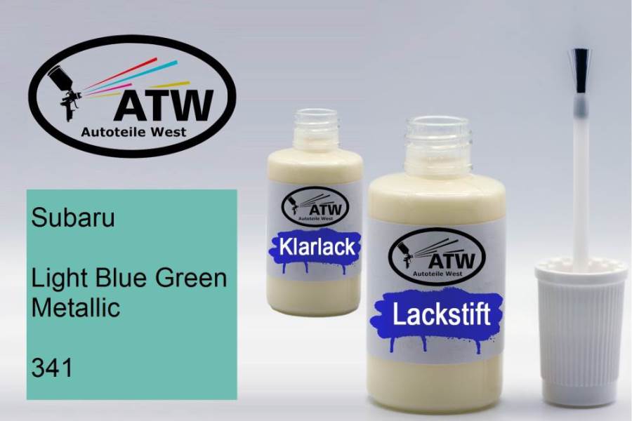 Subaru, Light Blue Green Metallic, 341: 20ml Lackstift + 20ml Klarlack - Set, von ATW Autoteile West.